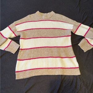 American Eagle Outfitters Beige and Pink Striped Sweater